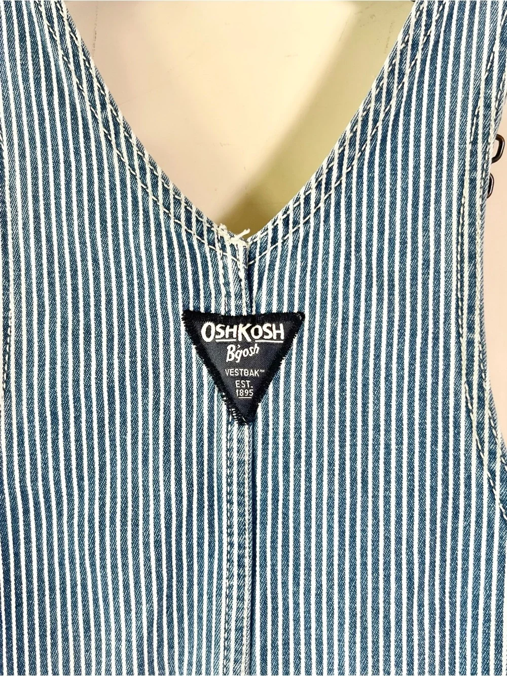 Vtg OshKosh B'gosh Striped Overalls Toddler 4T Railroad Hickory Vestbak USA